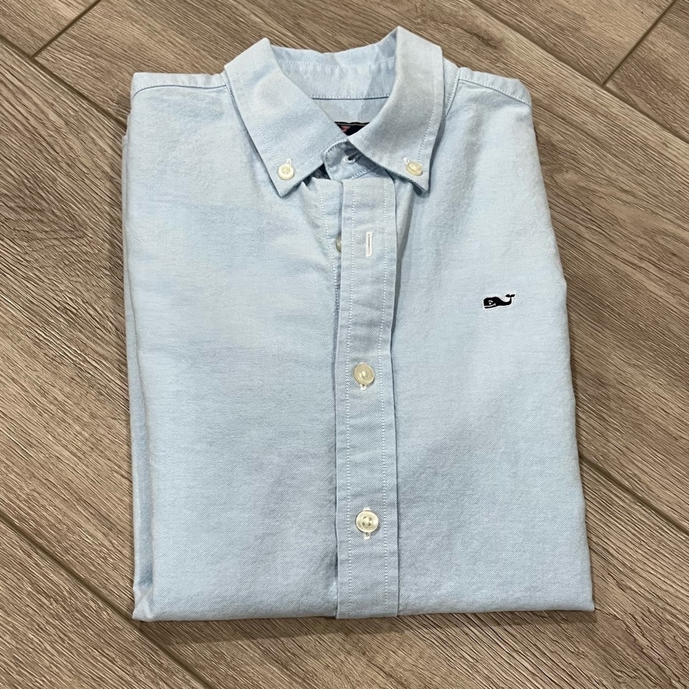Vineyard Vines Boys’ Oxford Whale Shirt Long Sleeve Button Down Sz M (12-14)